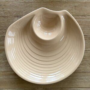 Vintage Peach Clam Shell Ceramic Pottery Platter ROUND 12" JAPAN Chip & Dip